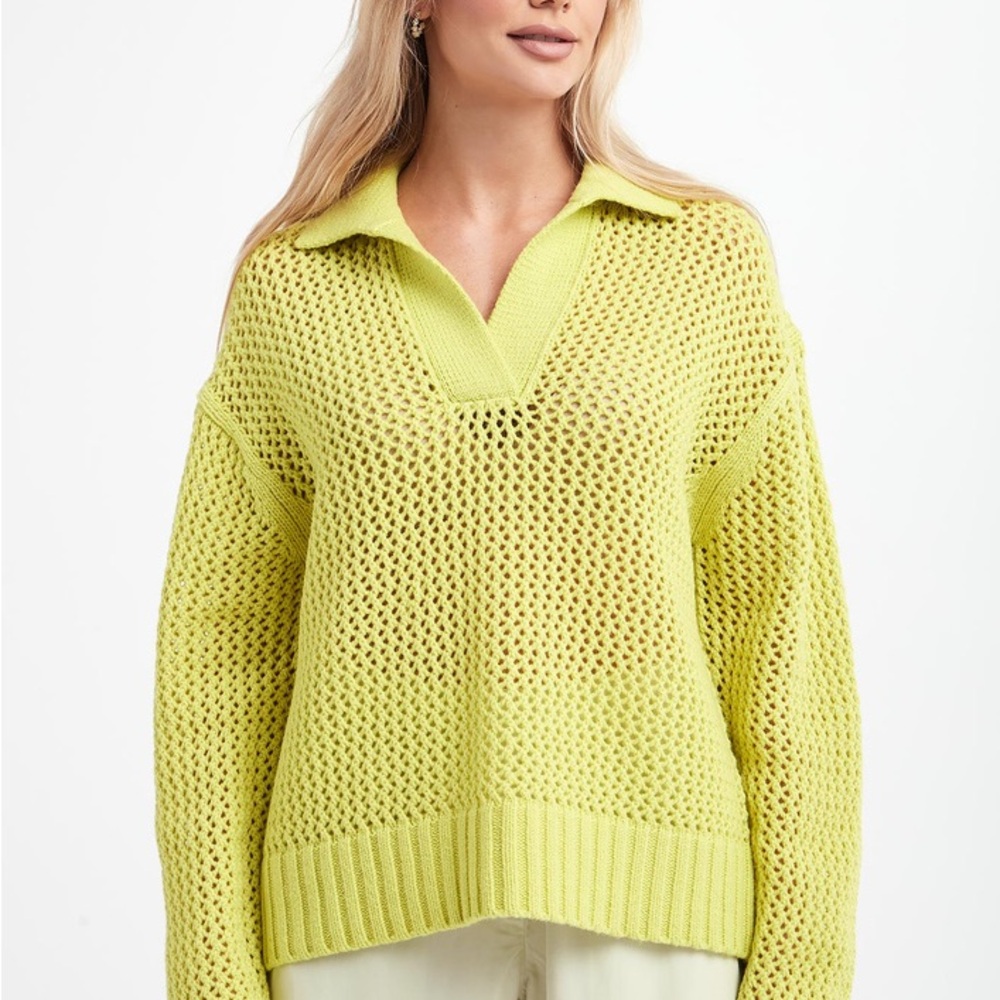 SAMSOE Green V-Neck Sweater Chunky Knit Relaxed Fit